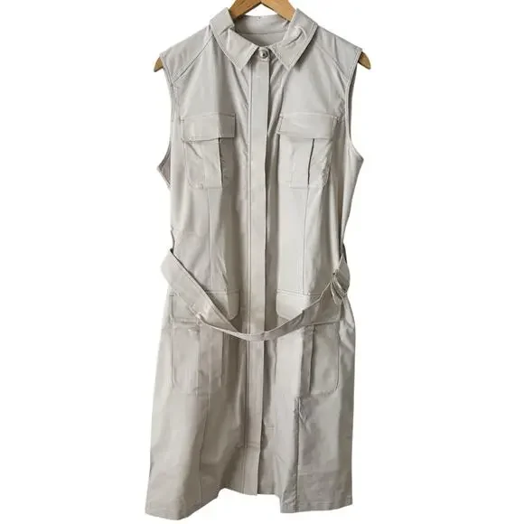 NWT Anatomie Mallory Utility Travel Midi Dress Size Large Stone Cargo Pockets - Picture 3 of 8